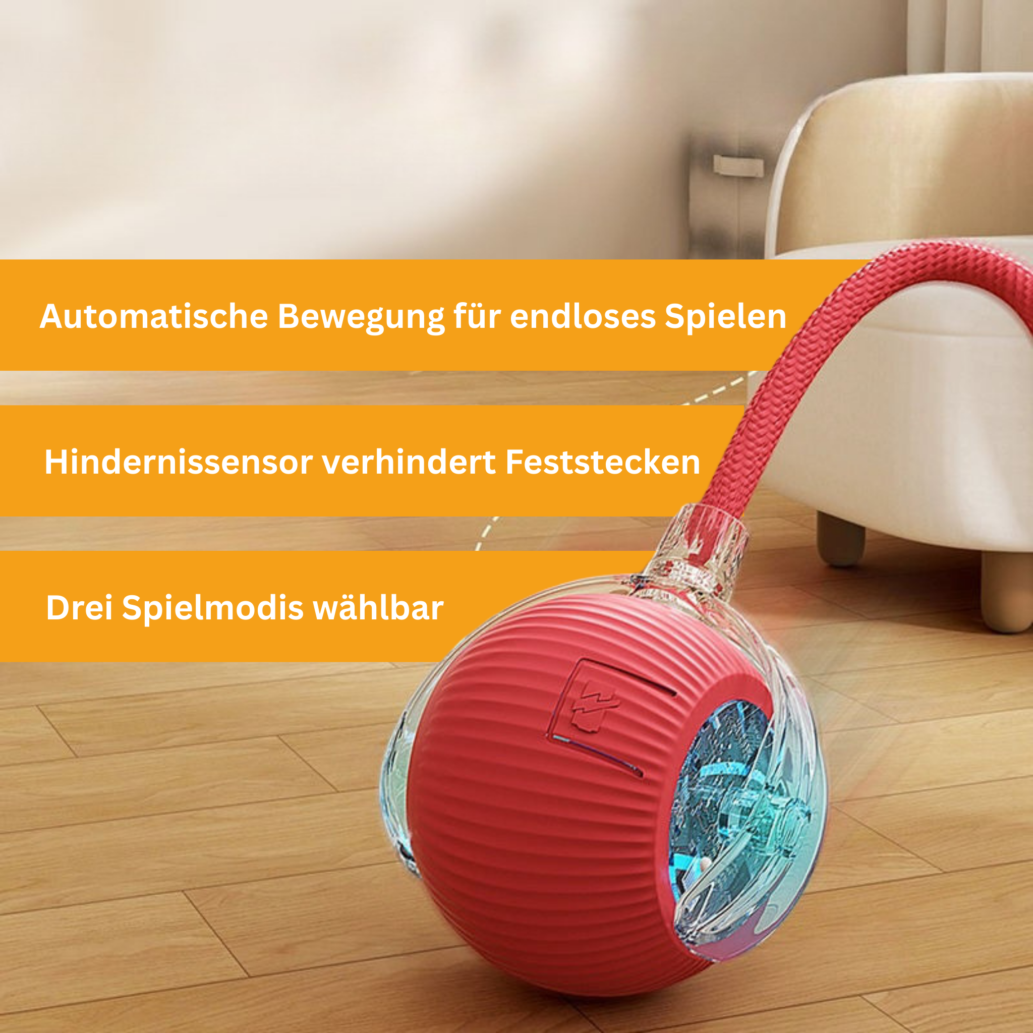 Interaktiver Spielball mit Schwanz für Hunde