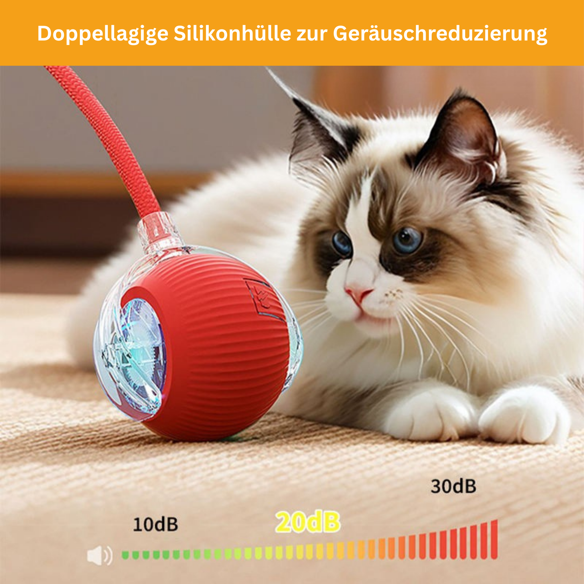 Interaktiver Spielball mit Schwanz für Katzen